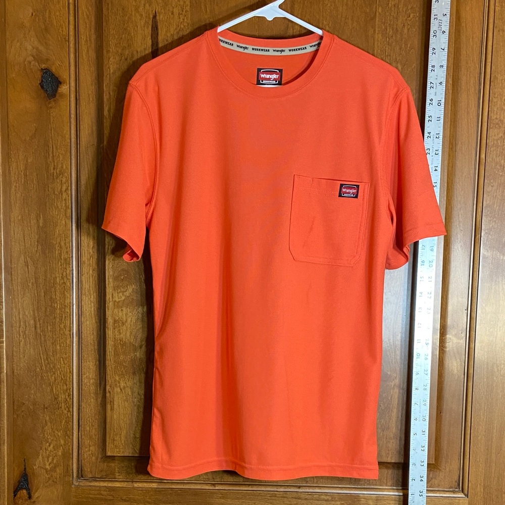 Wrangler Workwear Bright Orange Short Sleeve Tee with Chest Pocket